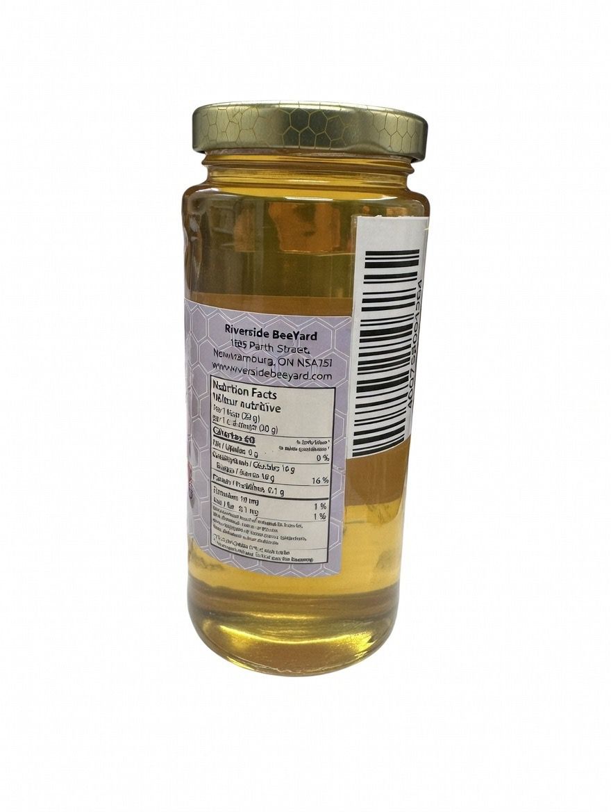 Riverside Beeyard Raw Local Honey –  500 ML, Pure, raw, unpasteurized local honey from Ontario.