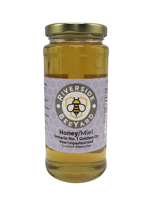 Riverside Beeyard Raw Local Honey –  500 ML, Pure, raw, unpasteurized local honey from Ontario.