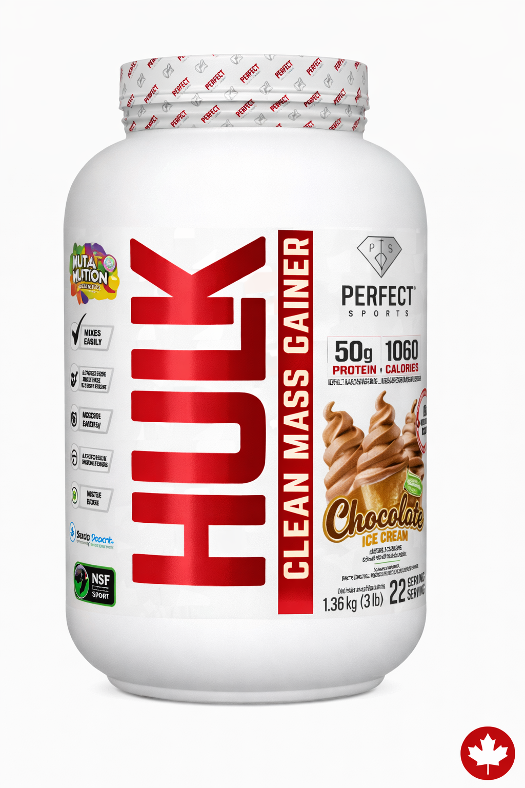 Perfect Sports Hulk Clean Mass Gainer Chocolate Ice Cream 3lbs