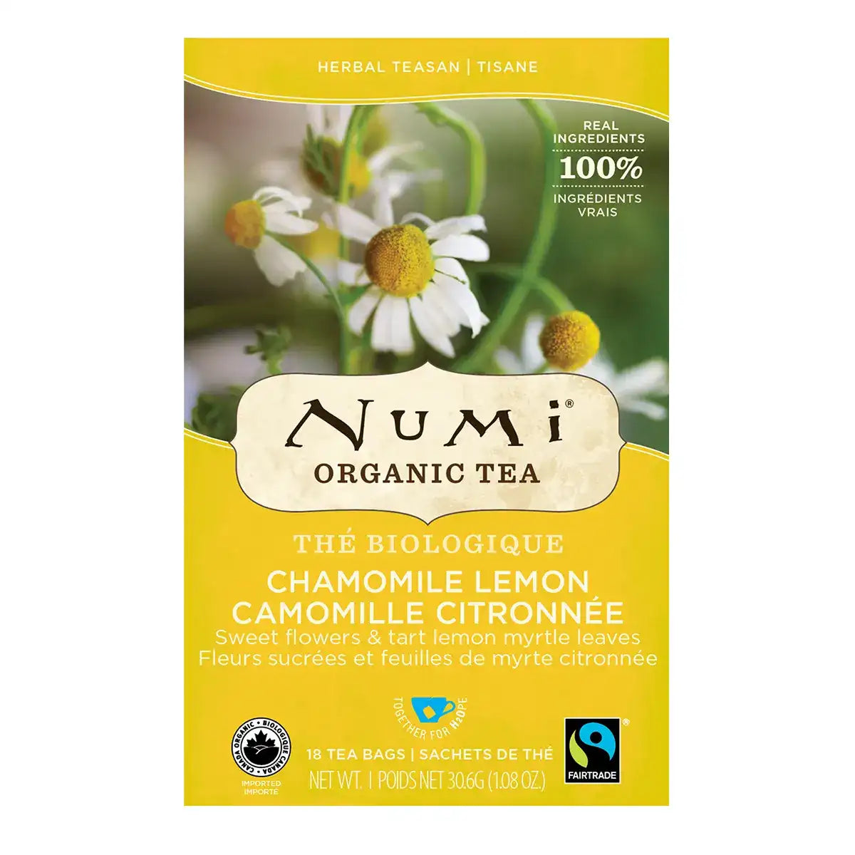 Numi Organic Tea Chamomile Lemon 18 Tea Bags