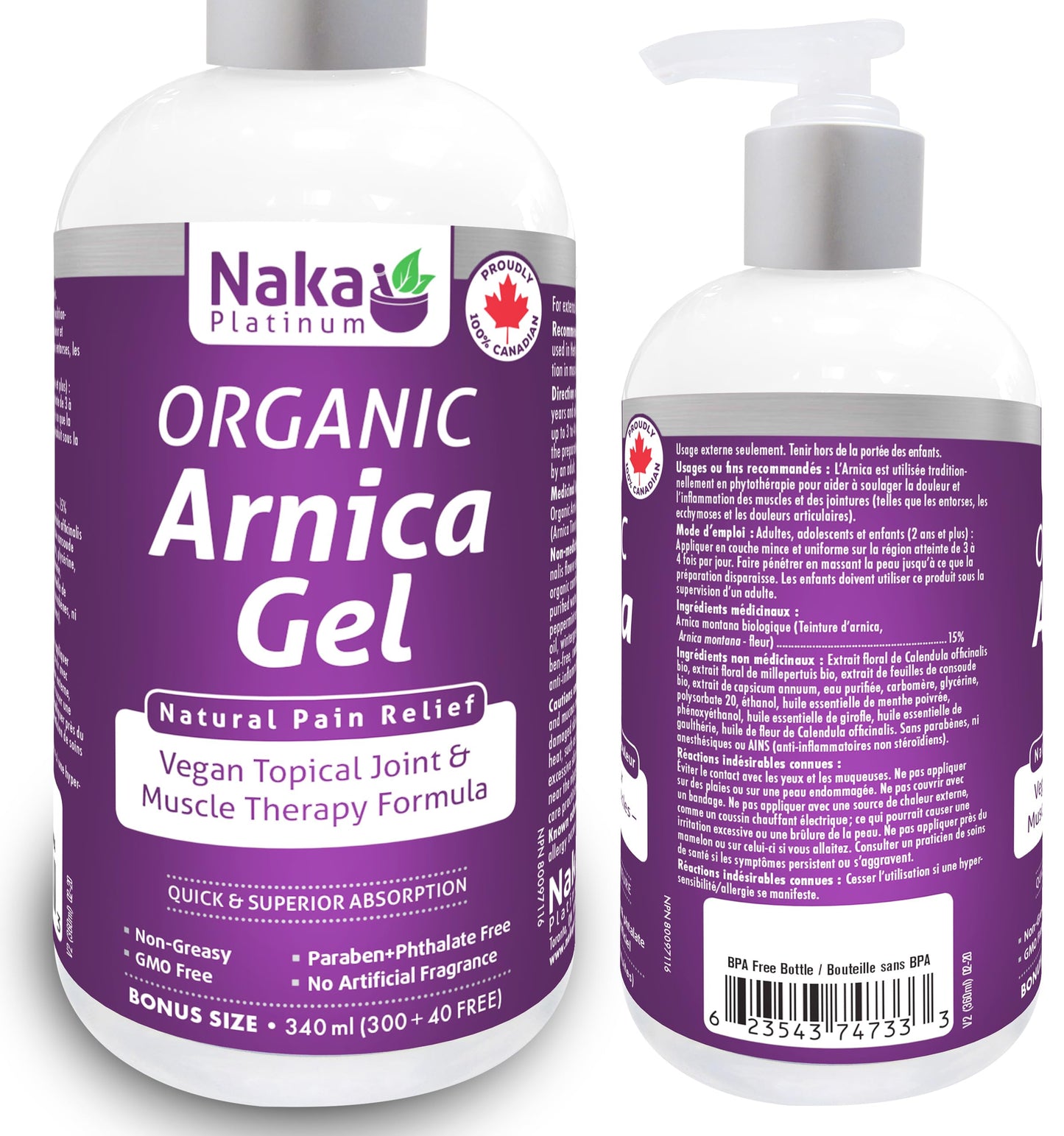Naka P Org Arnica Gel 340ml