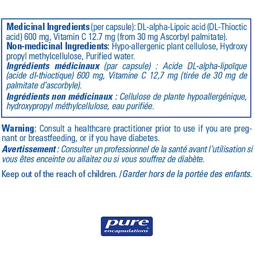 Pure Encapsulations ALPHA LIPOIC ACID 400 mg 60 Capsule