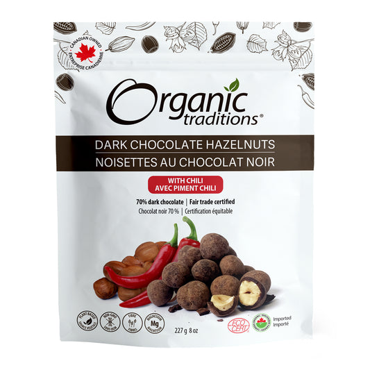 Organic Traditions Dark Chocolate Hazelnuts With Chili 227g