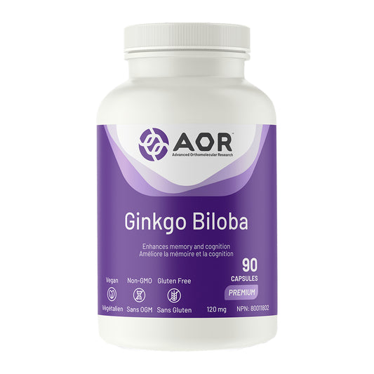 AOR Ginkgo Biloba 120mg 90 Capsules - Vegan and Non-GMO