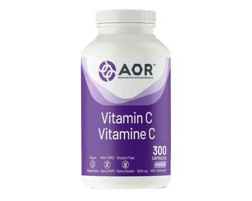 AOR Vitamin C 1000mg 300 Capsules - Vegan, Non-GMO, Helps with Stress Support, Immune Support, Bone Health, Cartilage and Heart