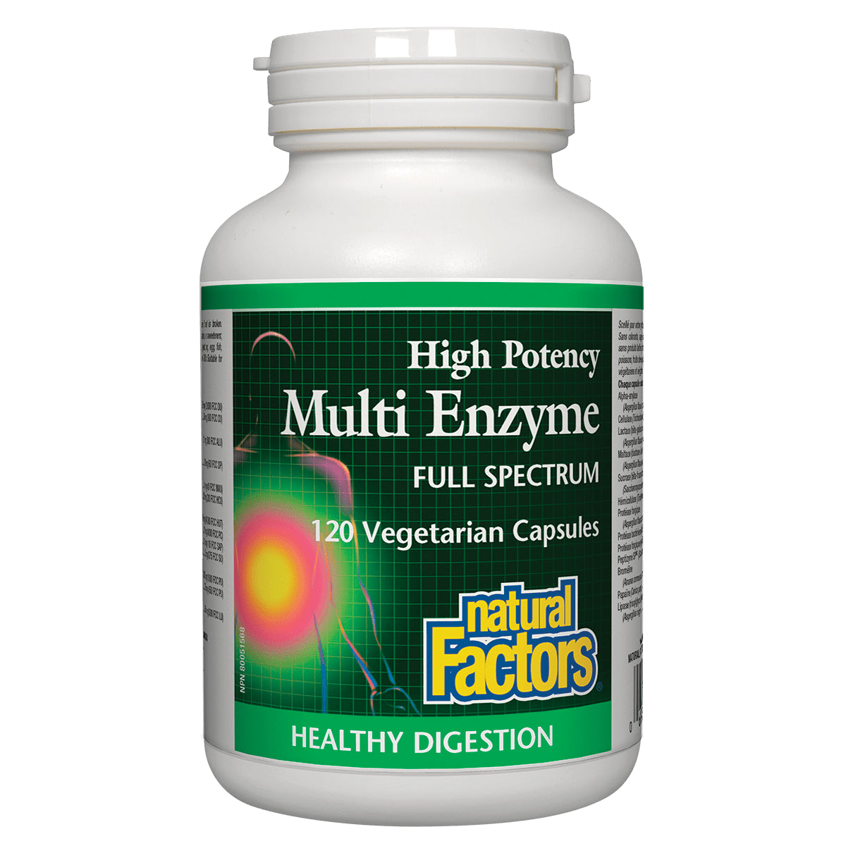 Natural Factors Multi Enzyme High Potency 120 Veggie Caps - Vegan, Non-GMO, Helps with Upper Digestive Comfort, Digestive Health, Gas and Bloating Comfort