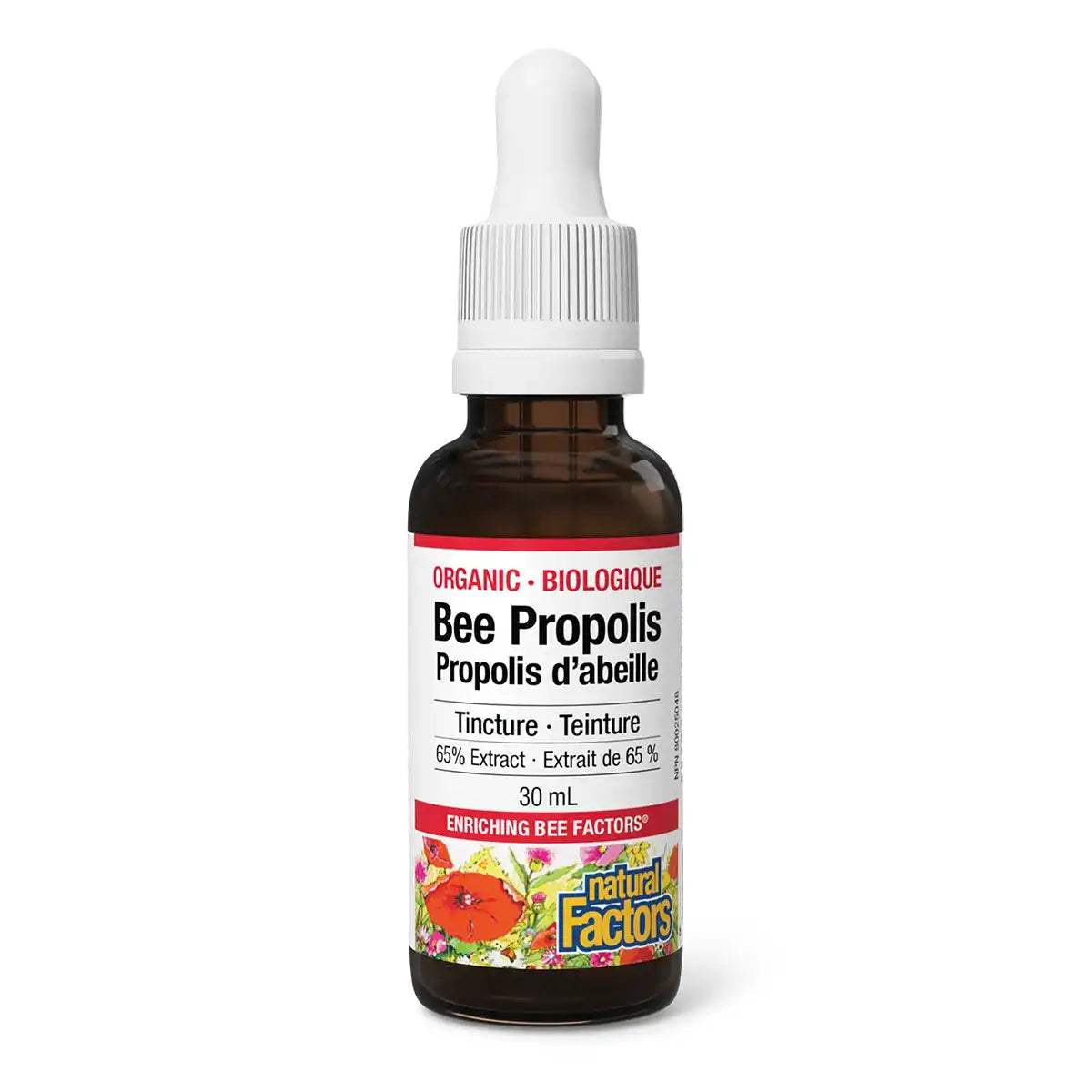 Natural Factors Bee Propolis Tincture 65% Extract 30mL - Corn Free, Egg Free, Helps with Throat Comfort