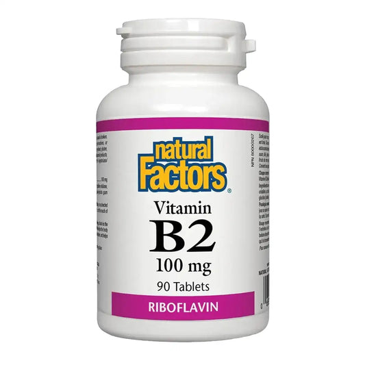 Natural Factors Vitamin B2 Riboflavin 100mg 90 Tablets - Vegan, Non-GMO, Helps with Eye Support and Energy Support