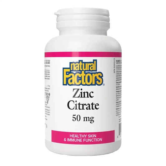 Natural Factors Zinc Citrate 50mg 90 Tablets