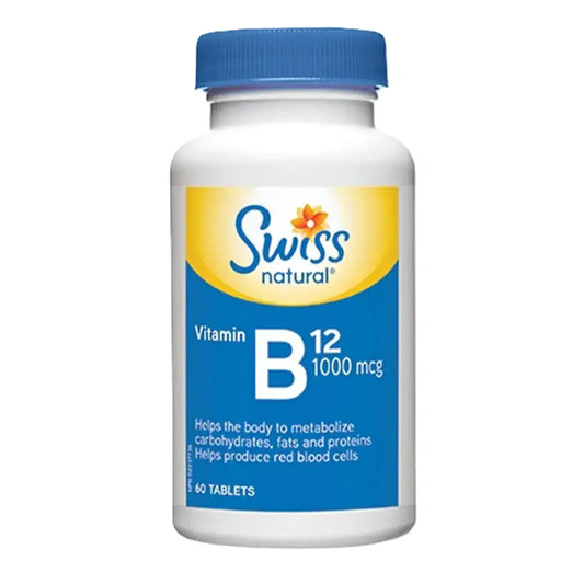 Swiss Vitamin B12 1000mcg 60 Tablets - Gluten Free and Soy Free