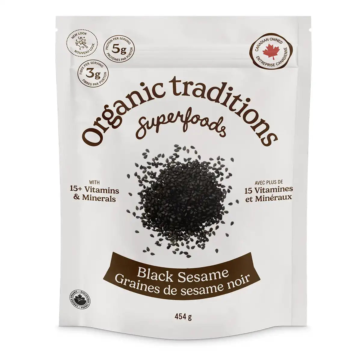Organic Traditions Black Sesame Seeds 454g - Organic, Plant Based, Helps with Digestive Health
