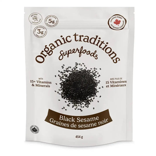 Organic Traditions Black Sesame Seeds 454g - Organic, Plant Based, Helps with Digestive Health