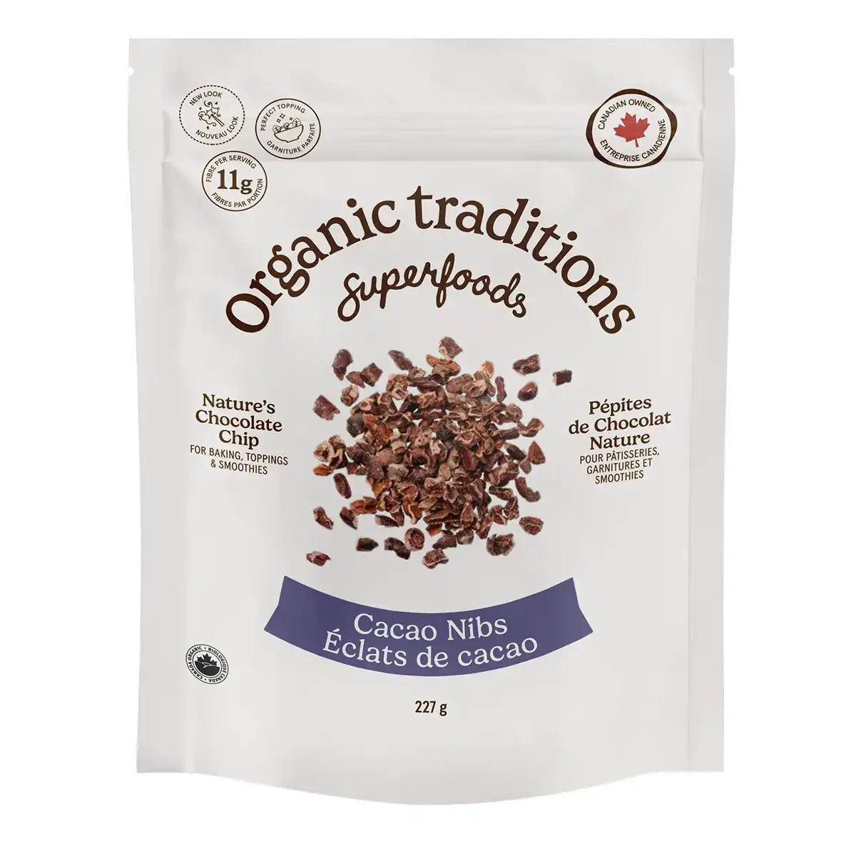 Organic Traditions Cacao Nibs 227g - Organic, Plant Based, Helps with Brain, Cognitive and Digestive Health