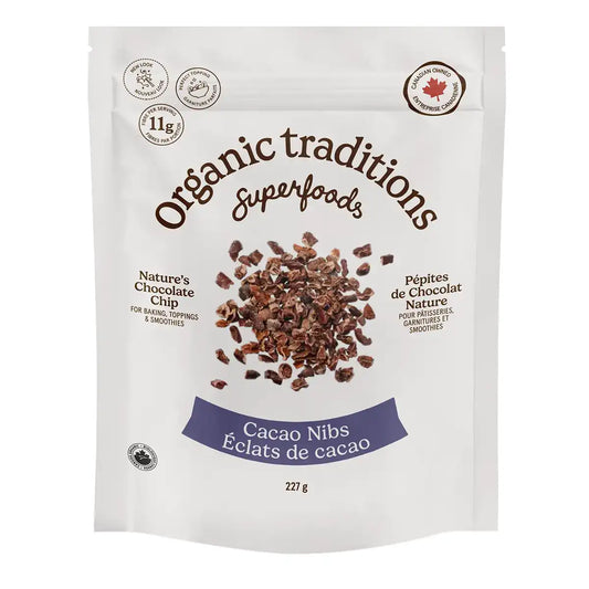 Organic Traditions Cacao Nibs 227g - Organic, Plant Based, Helps with Brain, Cognitive and Digestive Health