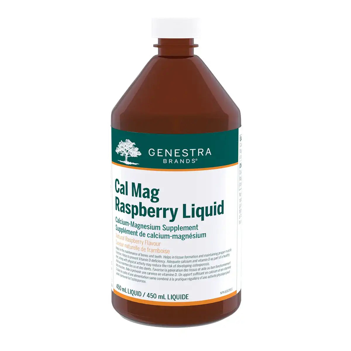 Genestra Cal Mag Liquid Raspberry 450mL - Canadian Owned, Vegetarian, Helps with Bone Health, Joint Health, Cartilage, Joint Comfort and Heart