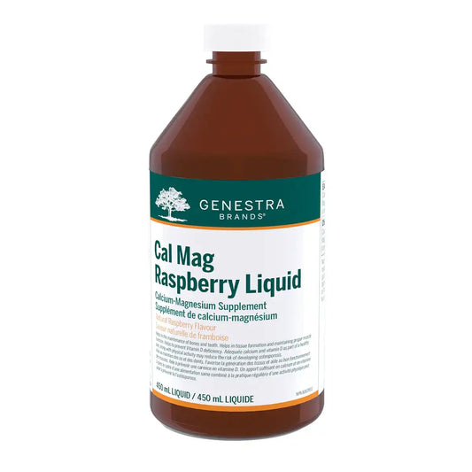 Genestra Cal Mag Liquid Raspberry 450mL - Canadian Owned, Vegetarian, Helps with Bone Health, Joint Health, Cartilage, Joint Comfort and Heart