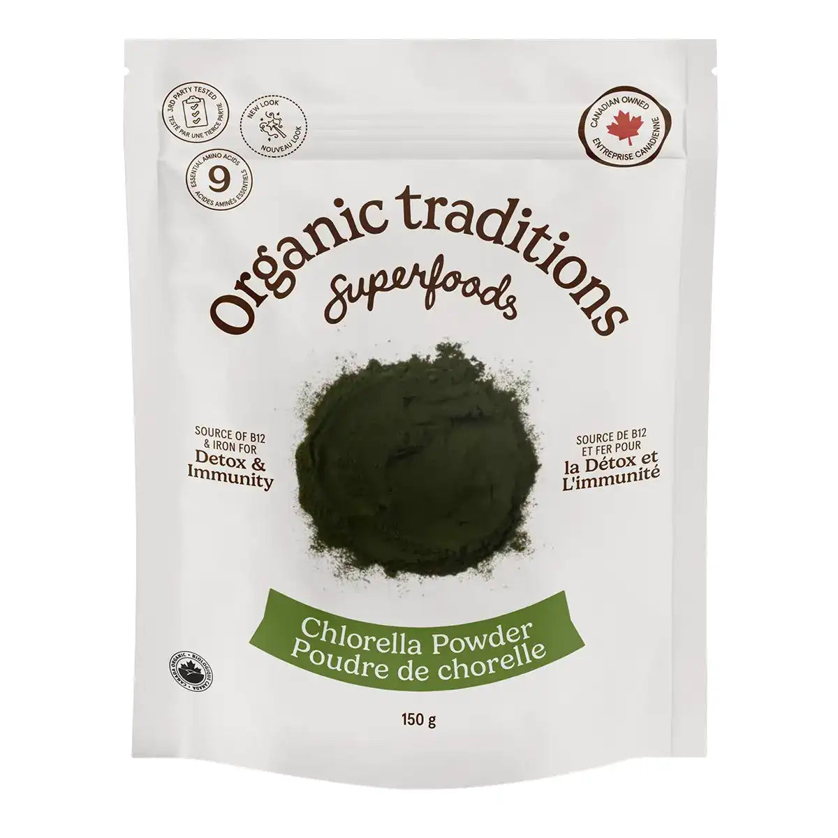 Organic Traditions Chlorella Powder 150g - Organic, Plant Based, Helps with Immune Support
