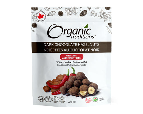 Organic Traditions Dark Chocolate Hazelnuts With Chili 227g