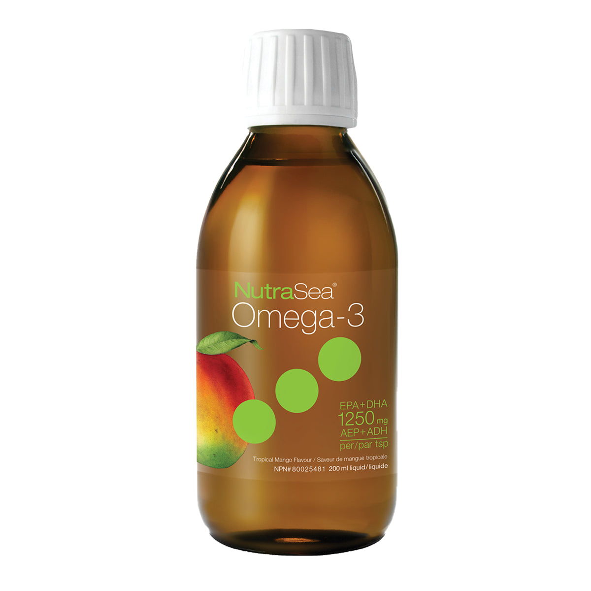 NutraSea Omega-3 Tropical Mango 200mL - Canadian Owned, Helps with Heart and Cardiovascular Health
