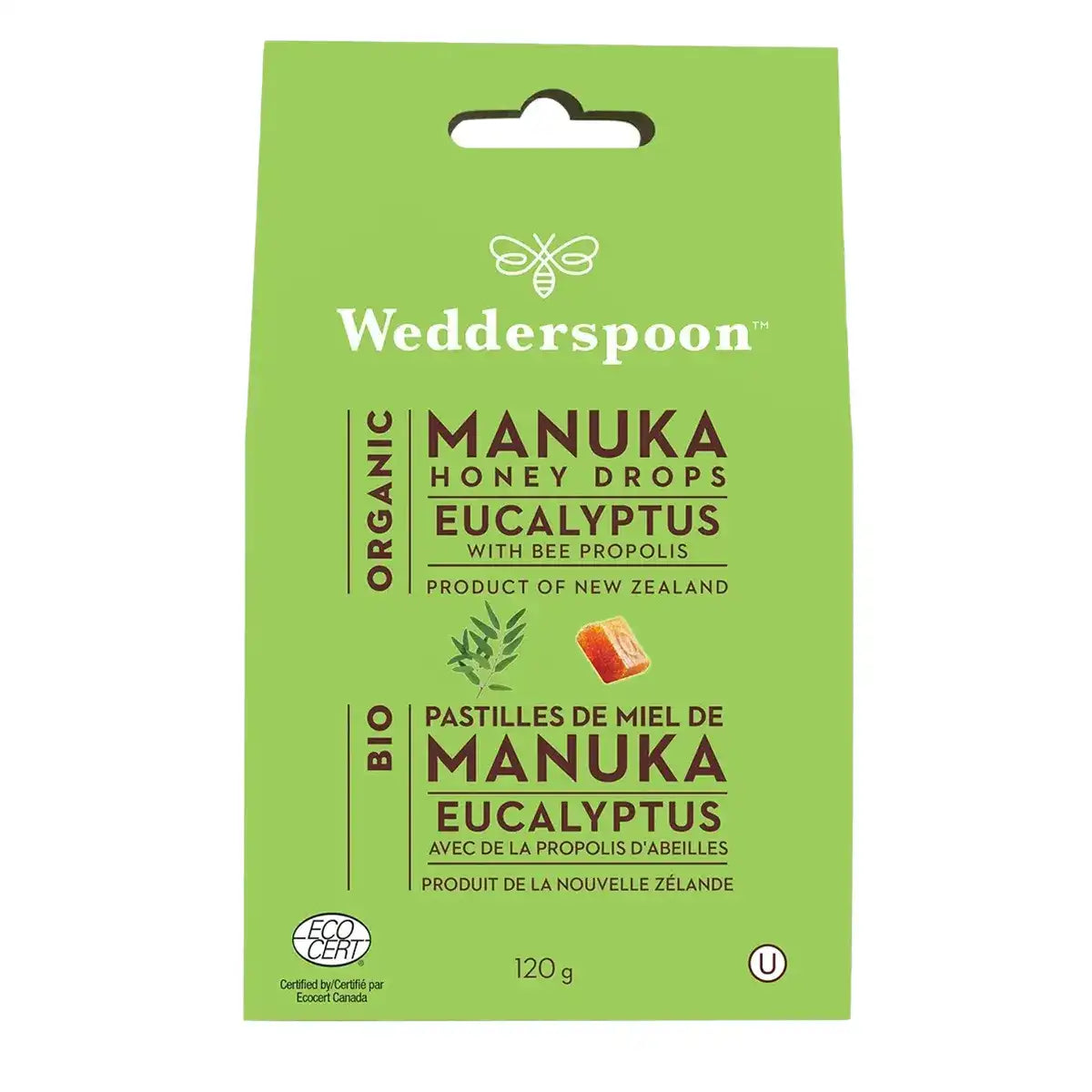 Wedderspoon Organic Manuka Honey Drops Eucalyptus 120g