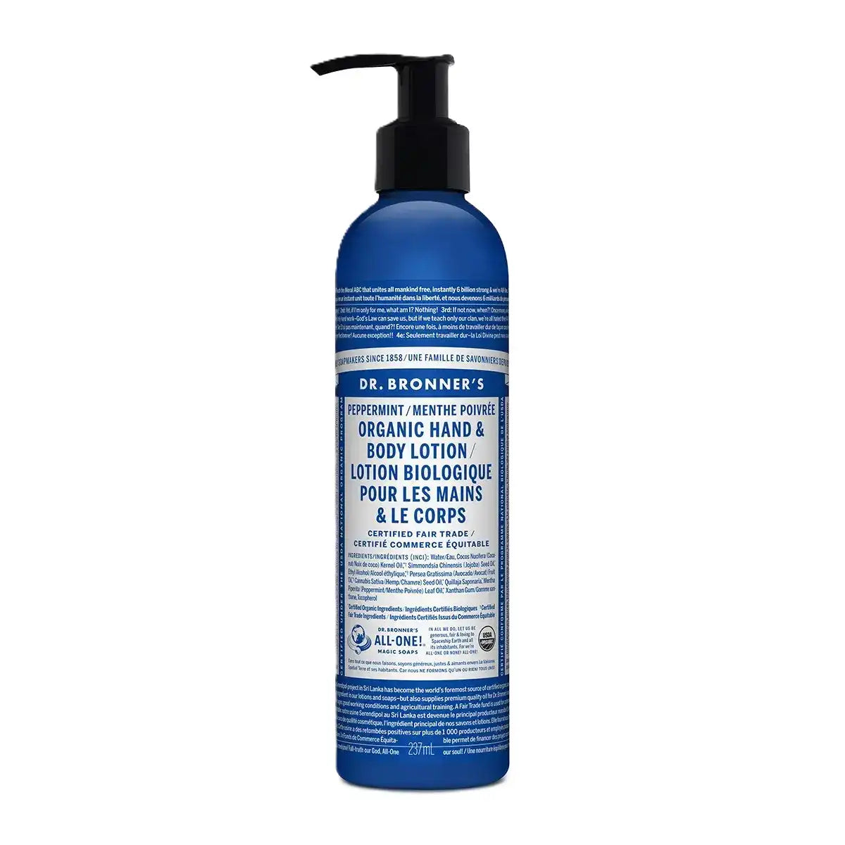 Dr. Bronners Organic Hand & Body Lotion Peppermint 237mL - Organic and Vegan