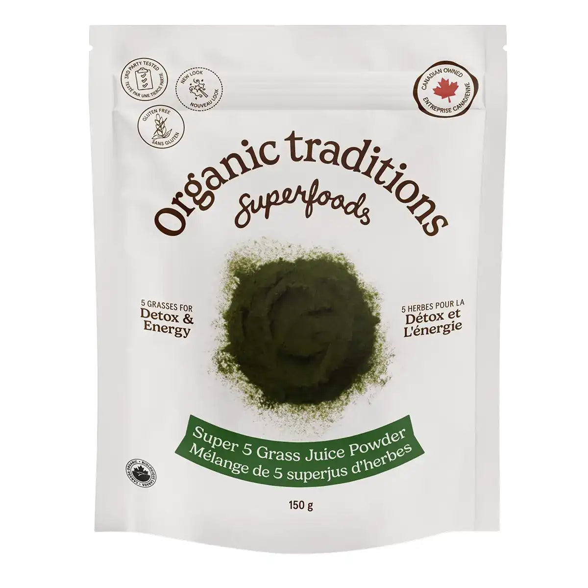 Organic Traditions Super 5 Grass Juice Powder 150g - Organic and Plant Based