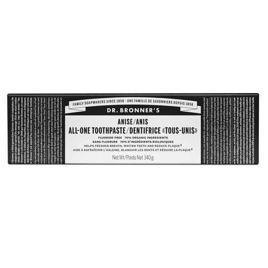 Dr. Bronners All-One Toothpaste Anise 140g - Recyclable Packaging and Cruelty Free