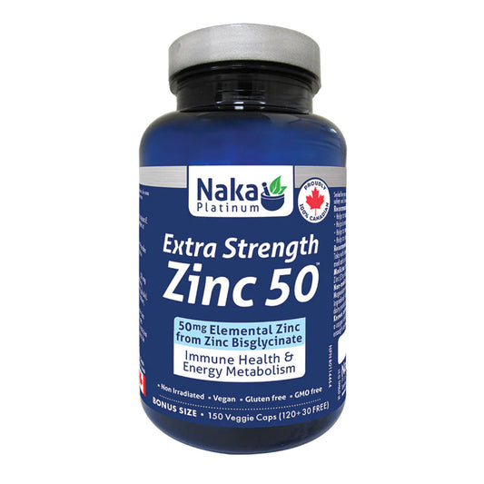 Naka Platinum Zinc Biscglycinate Extra Strength 50mg 120+30 Veggie Caps