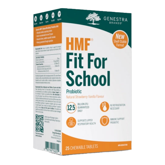 Genestra HMF Fit For School Shelf Stable 25 Chewable Tablets - Non-GMO, Gluten Free, Helps with Respiratory Support, Immune Support, Cold, Flu, Digestive Health and Gas