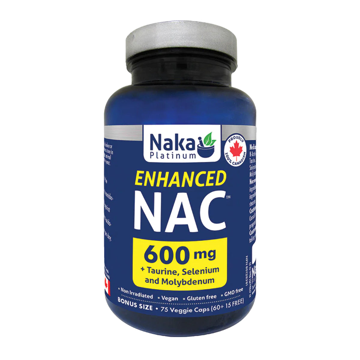 Naka Platinum Enhanced NAC 600mg 60+15 Veggie Caps