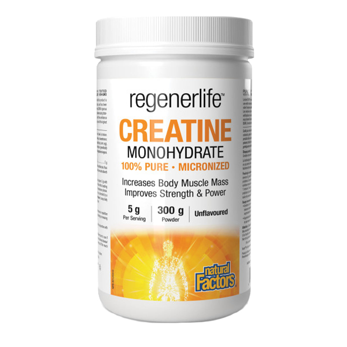 Natural Factors RegenerLife Creatine Monohydrate Unflavoured 300g - Vegan and Non-GMO