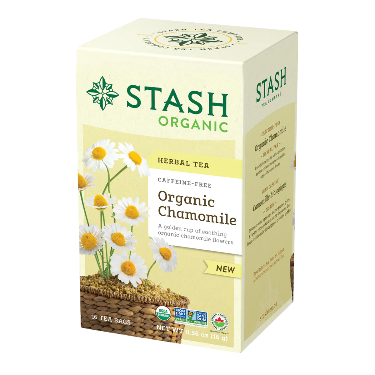 Stash Tea Organic Herbal Tea Chamomile Caffeine Free 16 Tea Bags