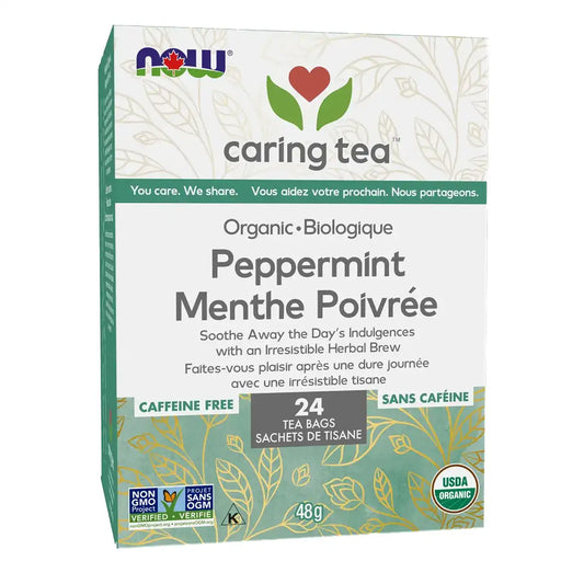 NOW Organic Peppermint Tea 24 Tea Bags - Organic and Non-GMO