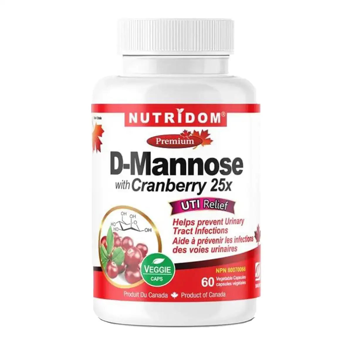Nutridom D-Mannose with Cranberry 25x 60 Vcaps