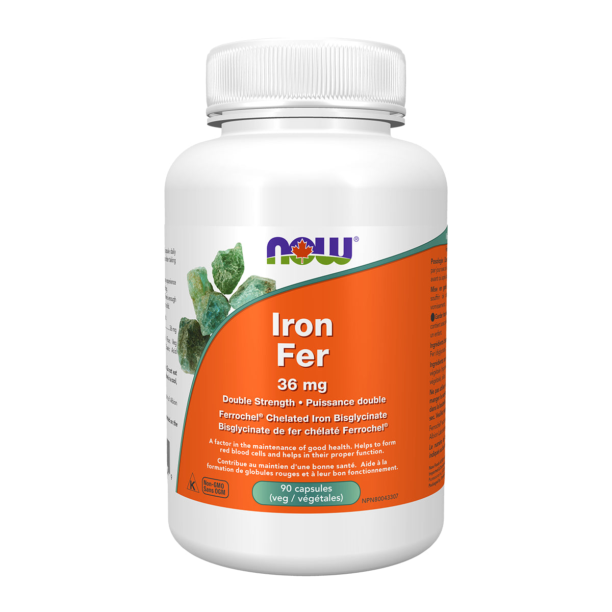 NOW Iron Bisglycinate 36 mg 90 Veggie Caps