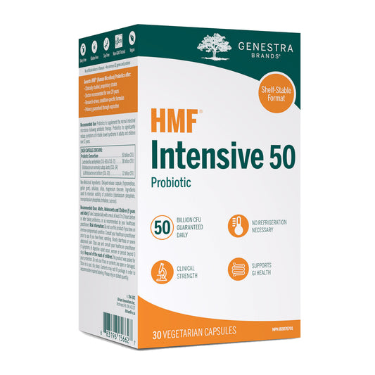 Genestra HMF Intensive 50 30 Veggie Caps - Vegan, Non-GMO, Helps with Digestive Health, Digestive Comfort, Gas, Bloating Comfort and Immune Support