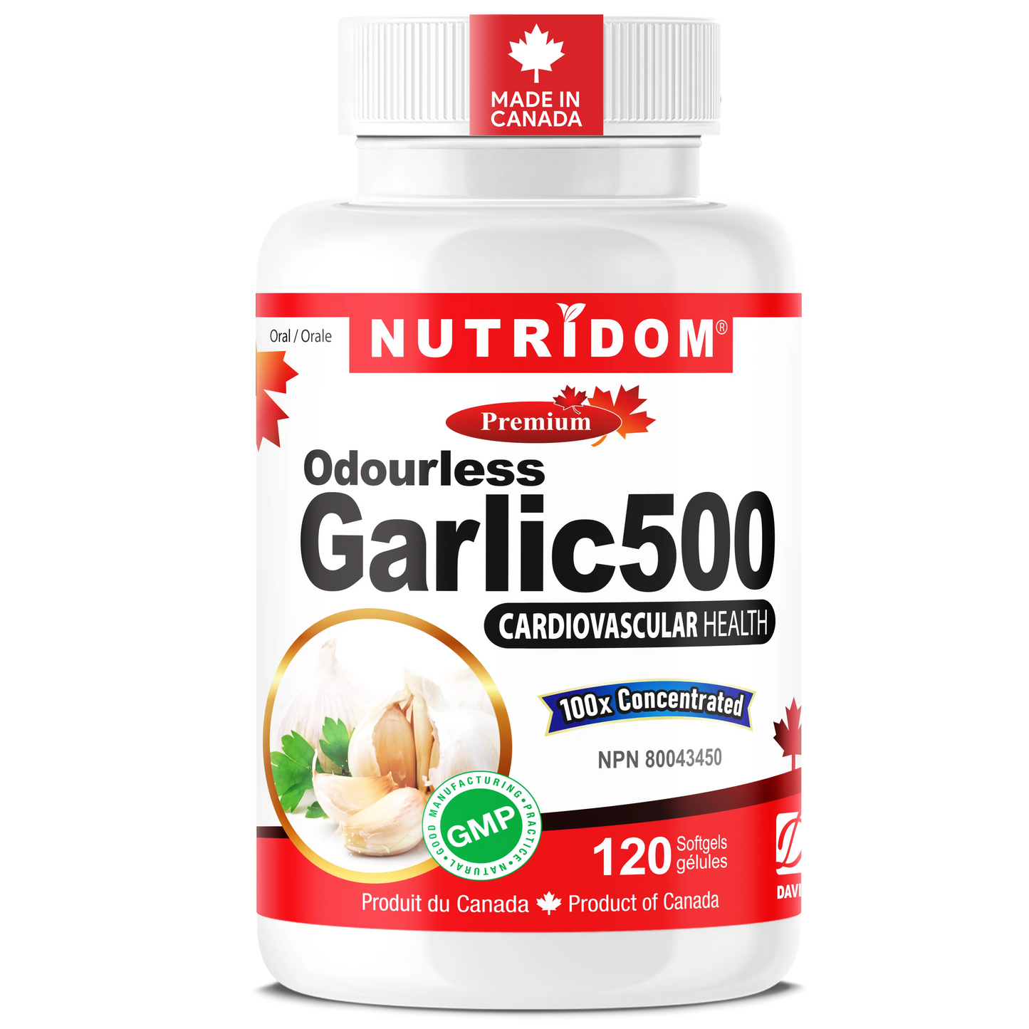 Nutridom Odourless Garlic 500 | Heart & Immune Support | 120 Soft gels