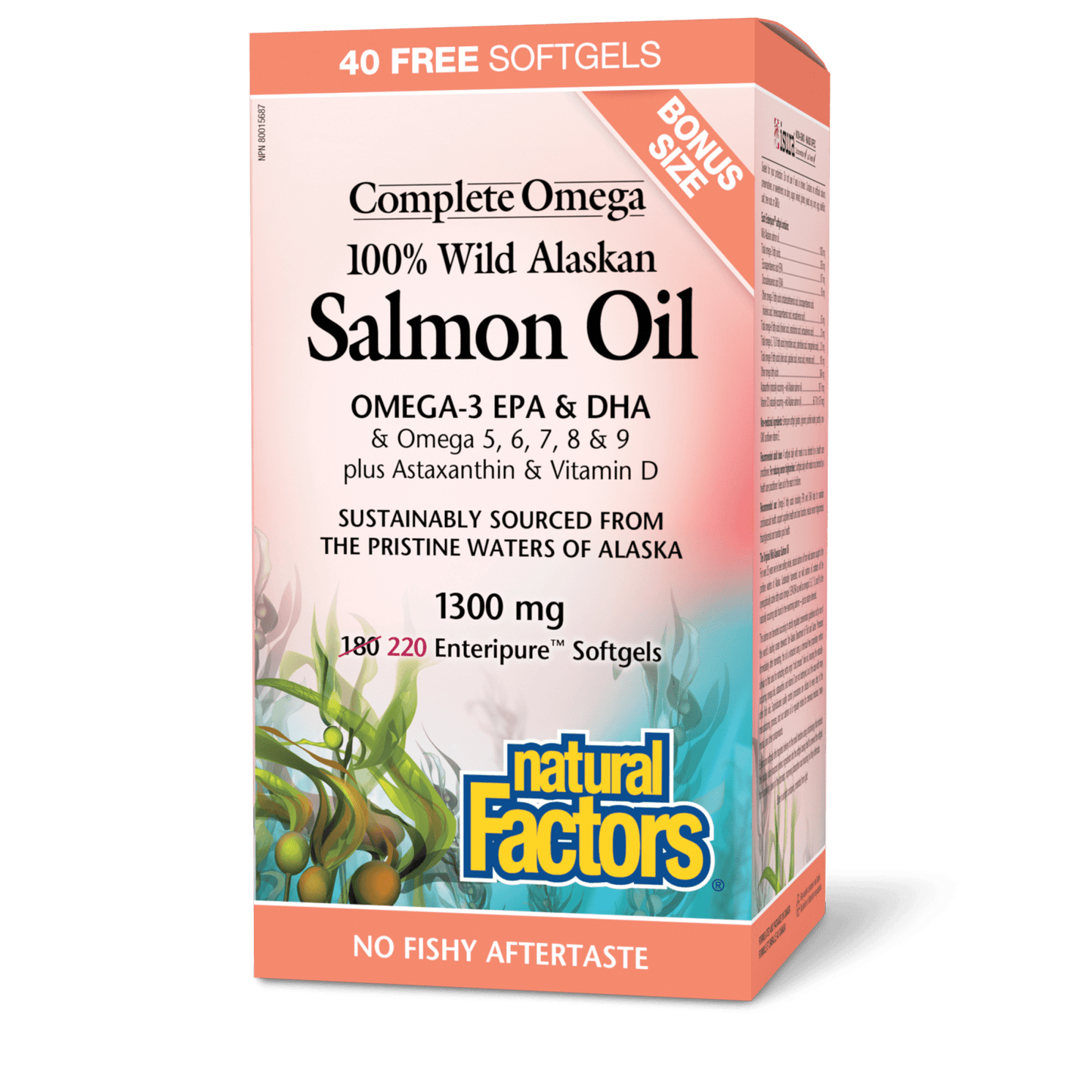 Natural Factors Wild Alaskan Salmon Oil 1300 mg, Complete Omega-90