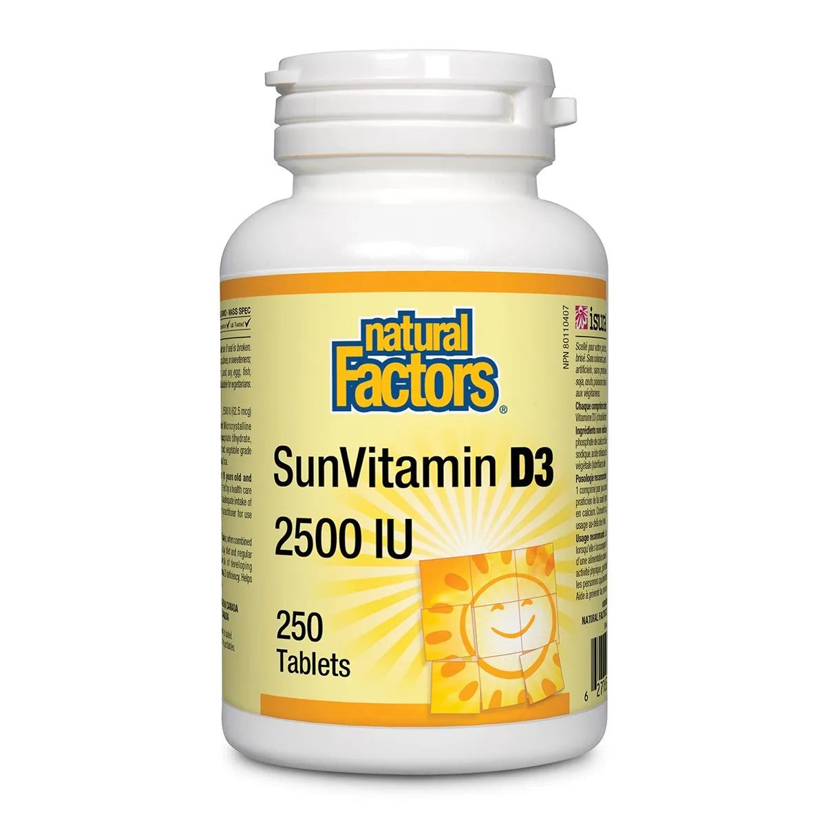 Natural Factors SunVitamin D3 2500 IU 250 Tab