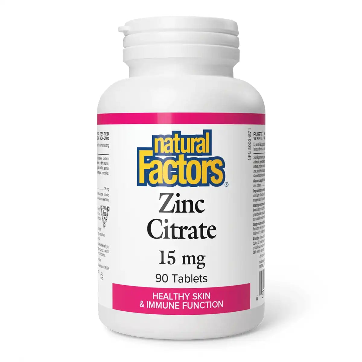 Natural Factors Zinc Citrate 15mg 90 Tablets