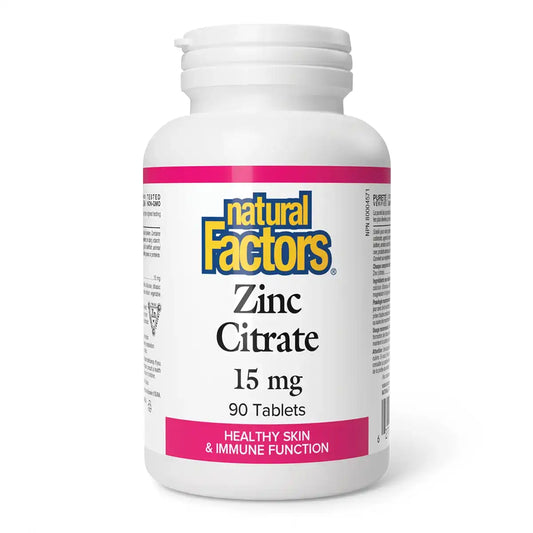 Natural Factors Zinc Citrate 15mg 90 Tablets