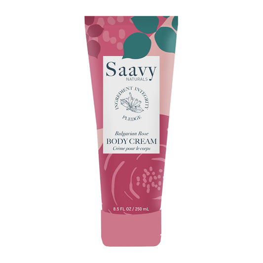 Saavy Naturals Body Cream Bulgarian Rose 250mL - Vegan and Non-GMO