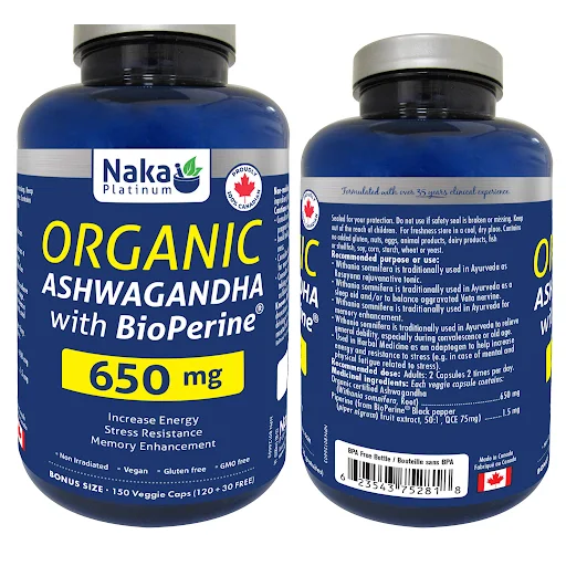 Naka P Organic Ashwagandha 650mg 150vcap