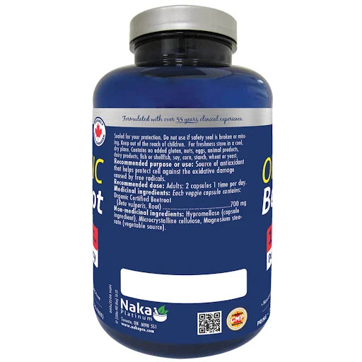 Naka P Organic Beetroot 1400mg 75 Vcaps